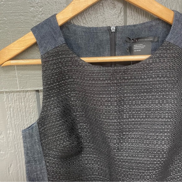 Armani Exchange Pieced Tweed Shell Navy Blue and Black Top NWT - Picture 6 of 13